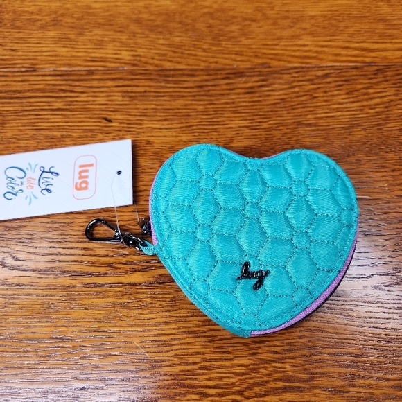lug Handbags - Lug Quilted Heart Coin Pouch in Teal